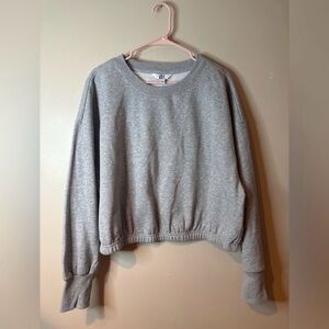 JoyLab Heather Gray Boxy Cropped Fleece Sweatshirt